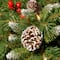 20" Pre-lit Frosted Berry Artificial Christmas Hanging Basket with Cones, Red Berries and Warm White LED Lights